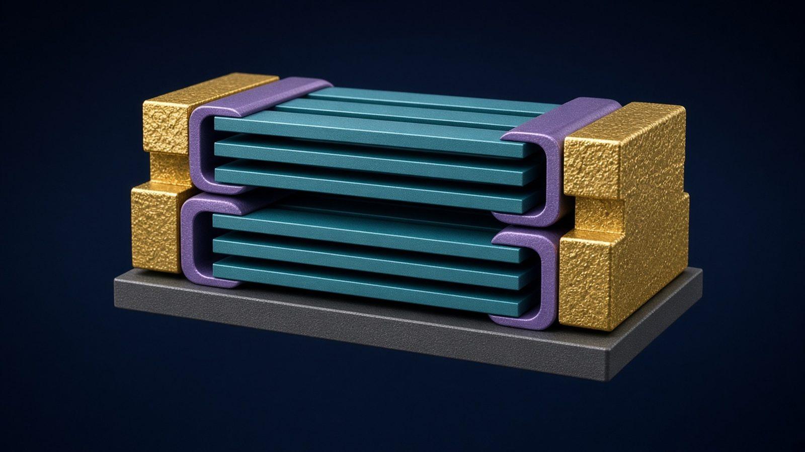 Illustrative vertically stacked transistor visual. Original Silicon Showcase illustration.