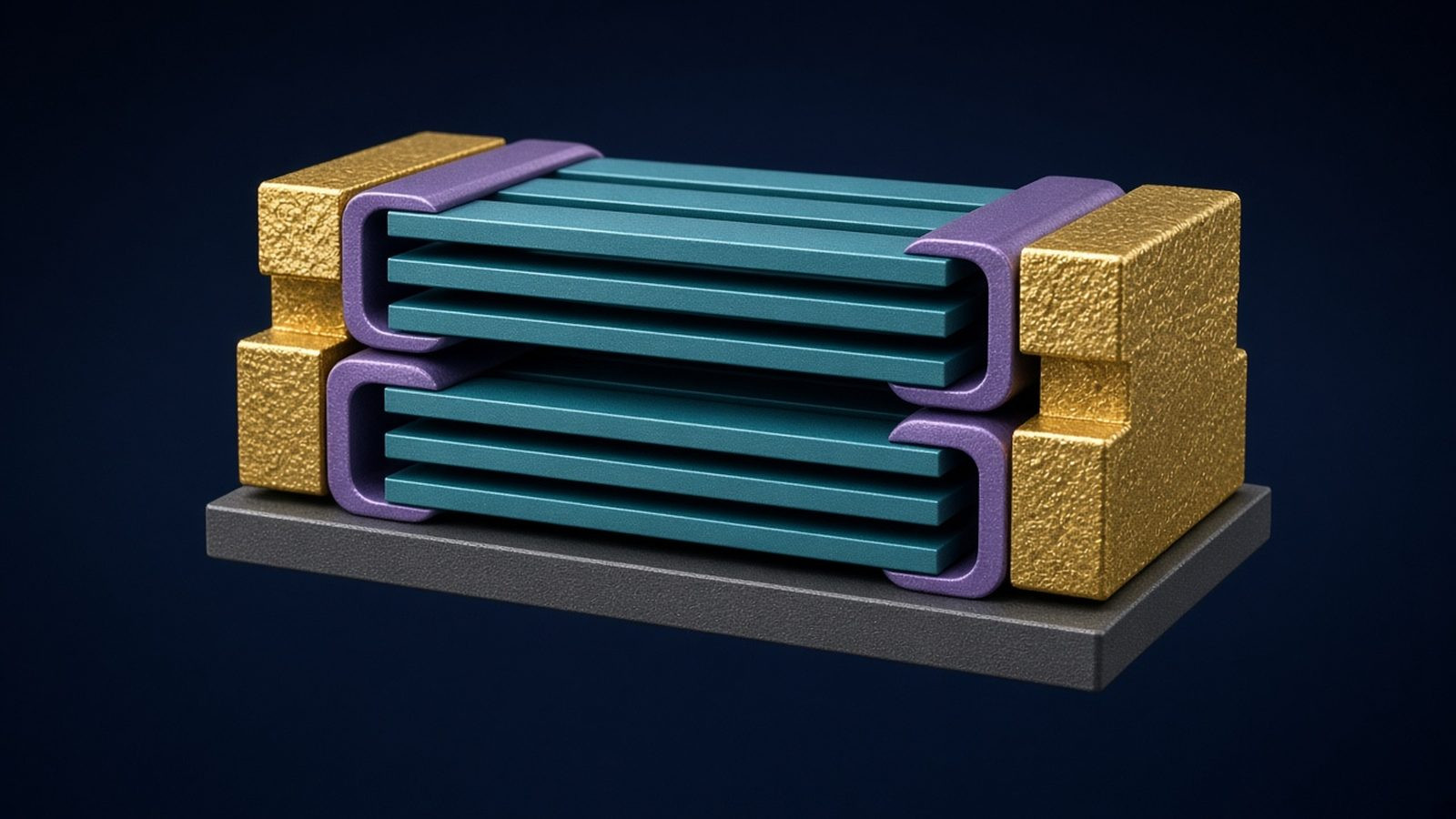 Illustrative vertically stacked transistor visual. Original Silicon Showcase illustration.